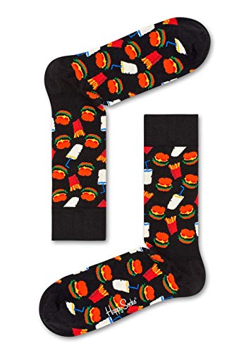 Happy Socks Unisex Freizeitsocken Hamburger Sock, Schwarz, 36-40 im Sale